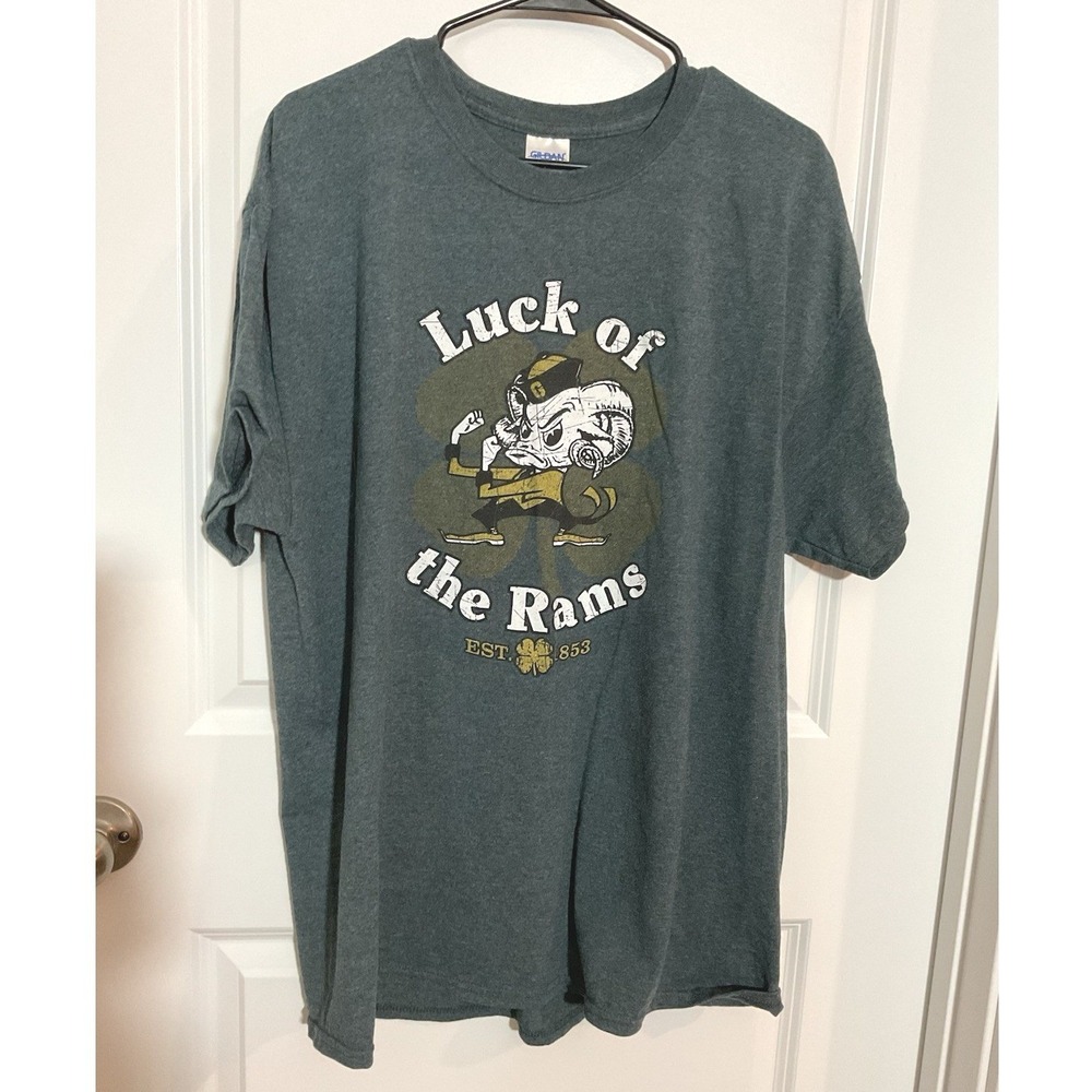 Men's‎ Luck Of The Rams T-Shirt XL Gray Graphic Tee Football Sports
